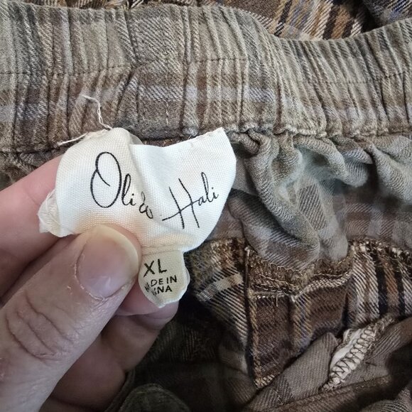 Oli & Hali XL Pleated Plaid Cropped Harem Pants Baggy Wide Leg Boho Cottagecore - Picture 6 of 7